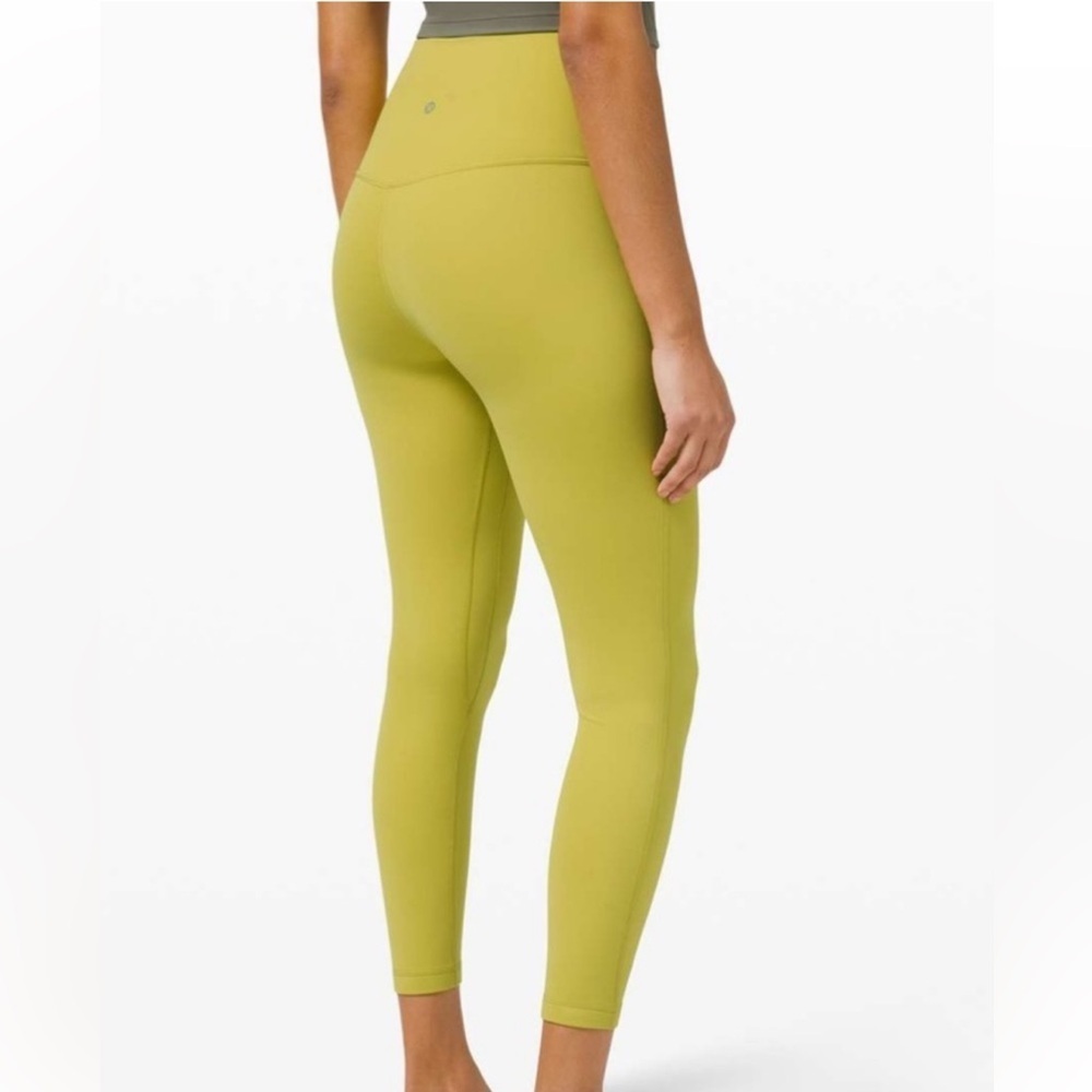 LULULEMON ALIGN HIGH RISE 25” LEGGINGS YELLOW PEAR COLOR WAIST 14” SIZE 10 NWT